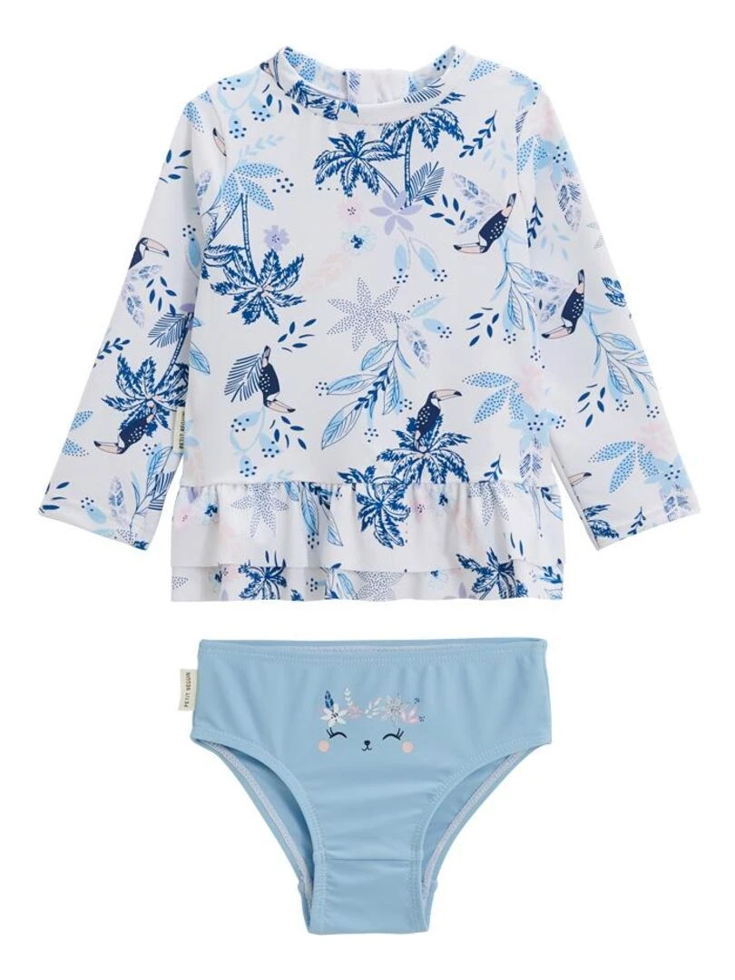 Maillot de bain bébé 2 pièces t shirt de protection UV & culotte Moorea Bleu
