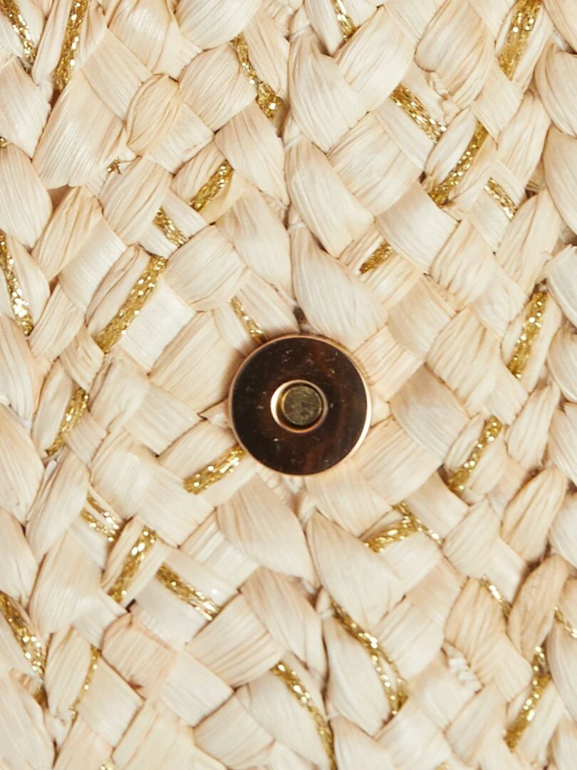 Pochette ne paille + fils brillants   Beige