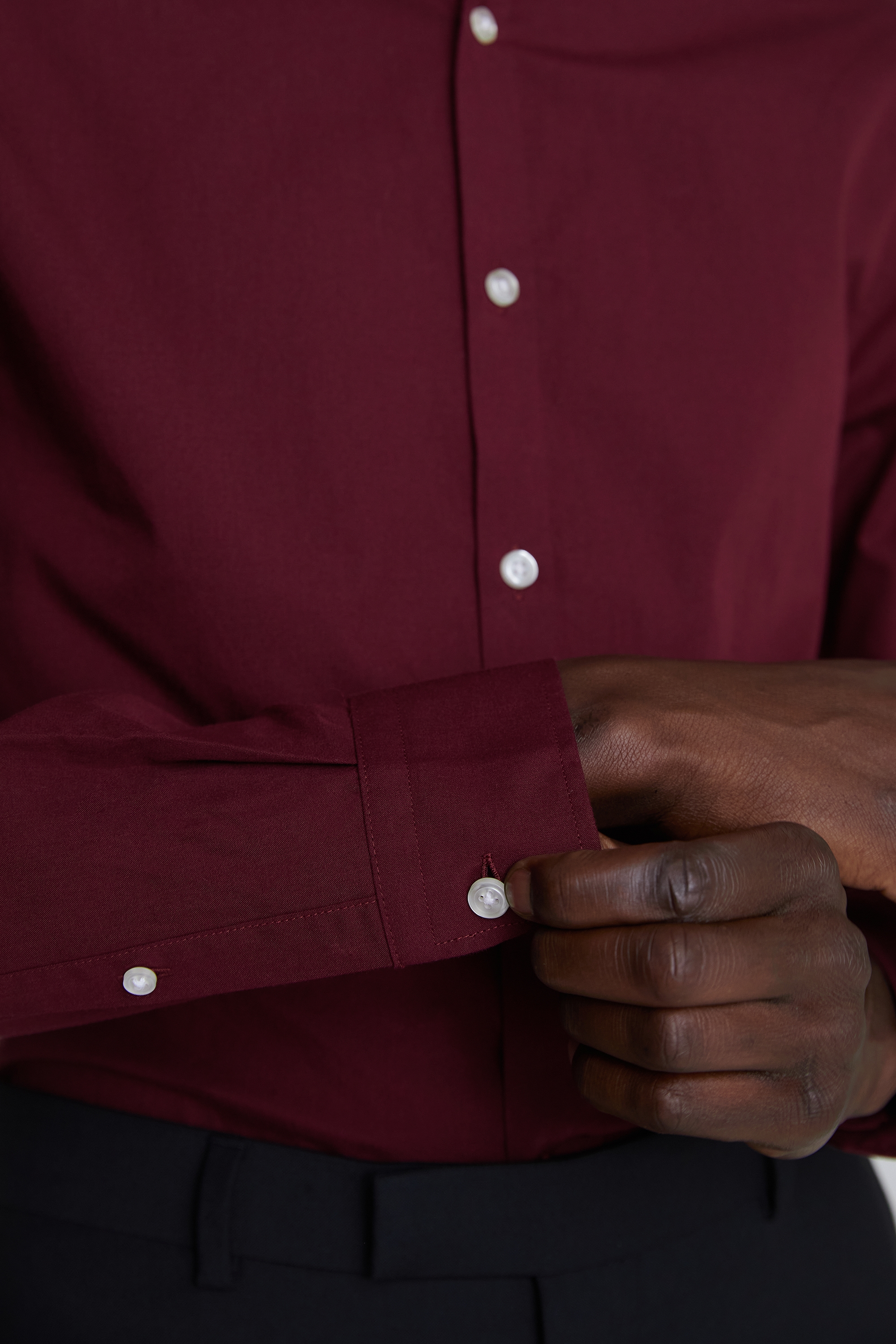 Slim Fit Burgundy Poplin Shirt   Buy Online at Moss