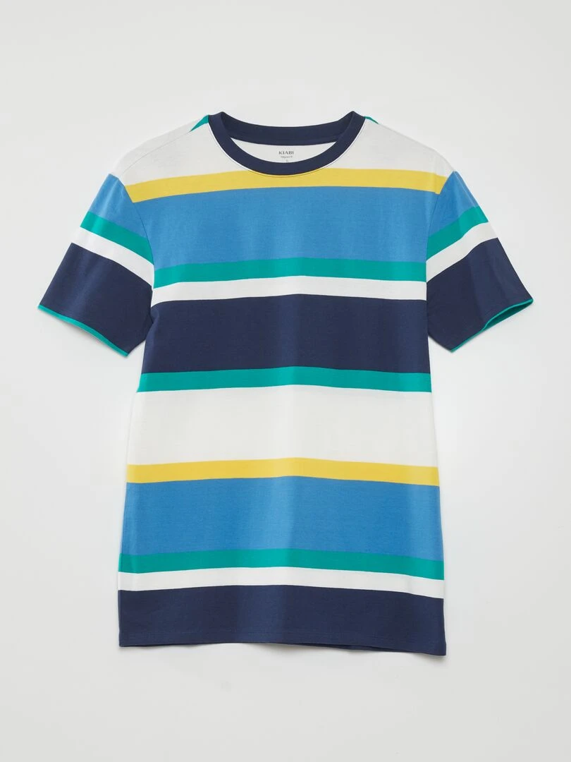 Tee shirt larges rayures colorées Bleu