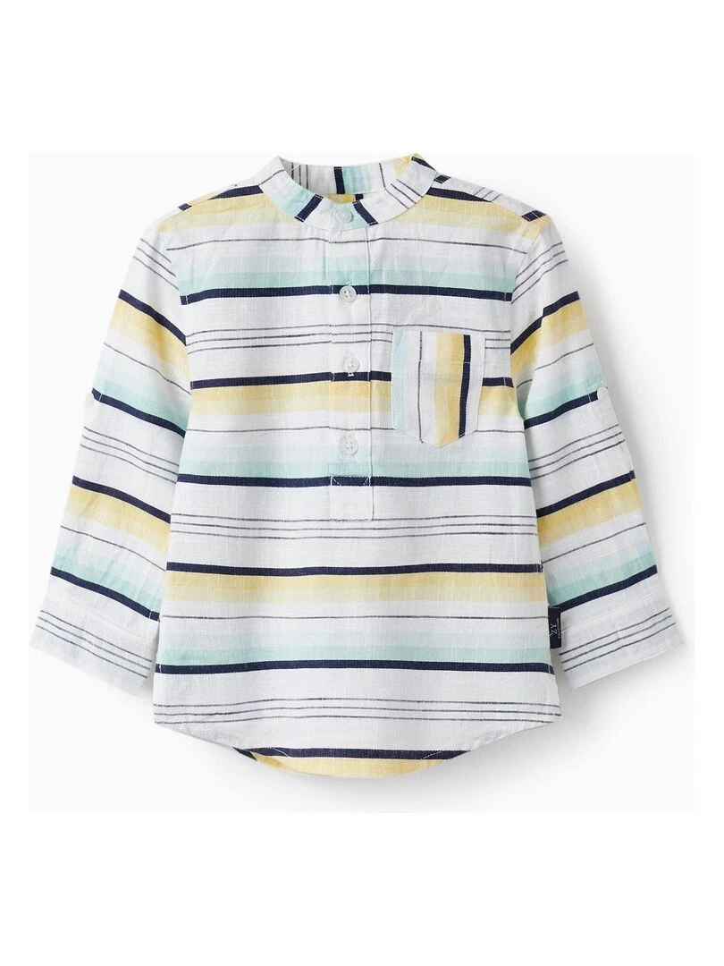 Chemise en coton à rayures pour bébé garçon manches longues CÉRÉMONIE Jaune foncé