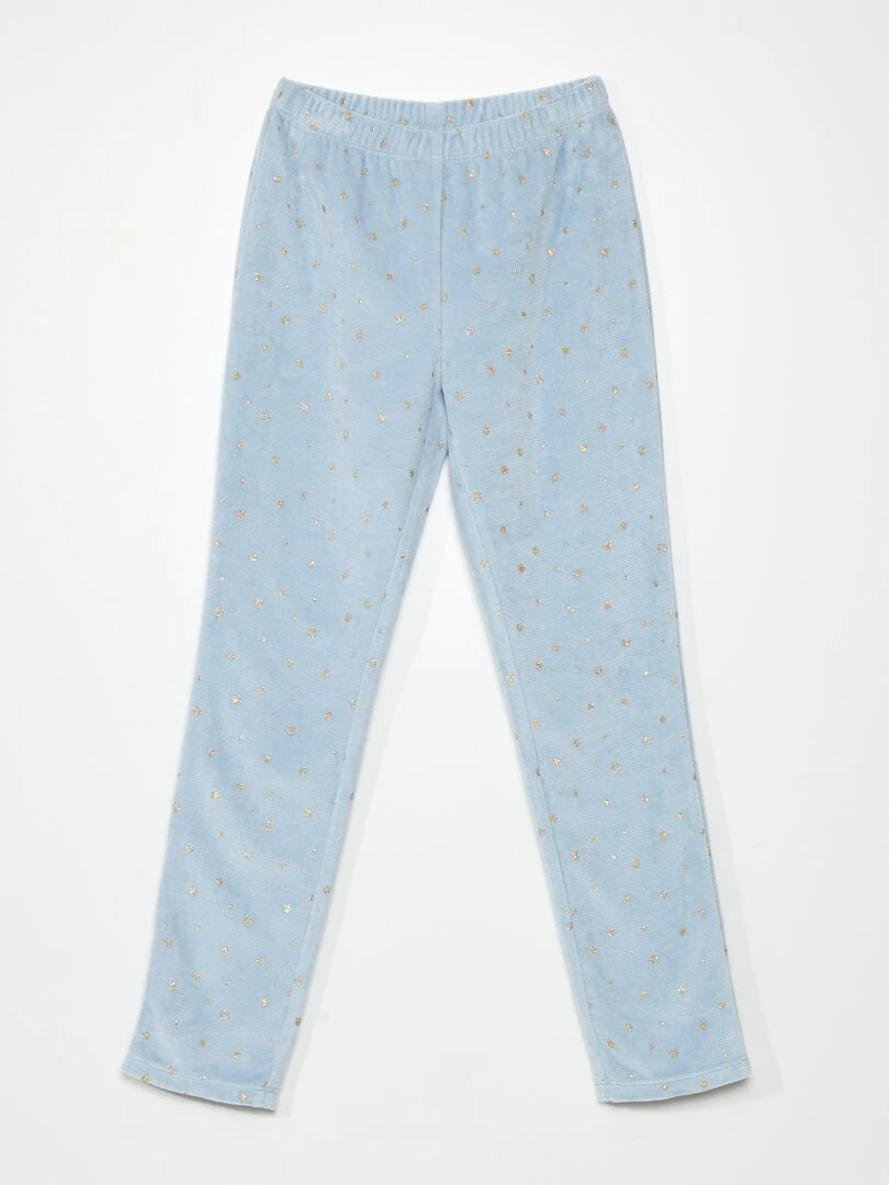 Pyjama long en velours   2 pièces   Bleu