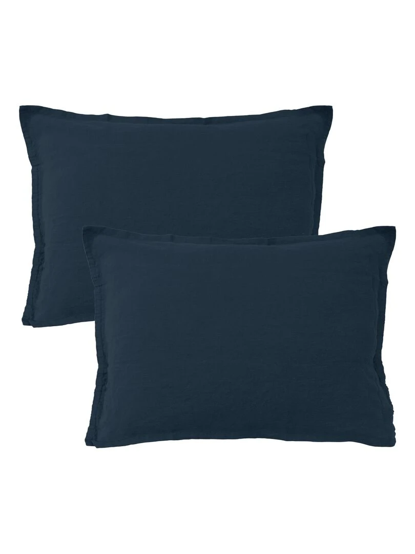 Set de 2 taies d’oreiller unies en lin  LIN LAVÉ   Bleu marine