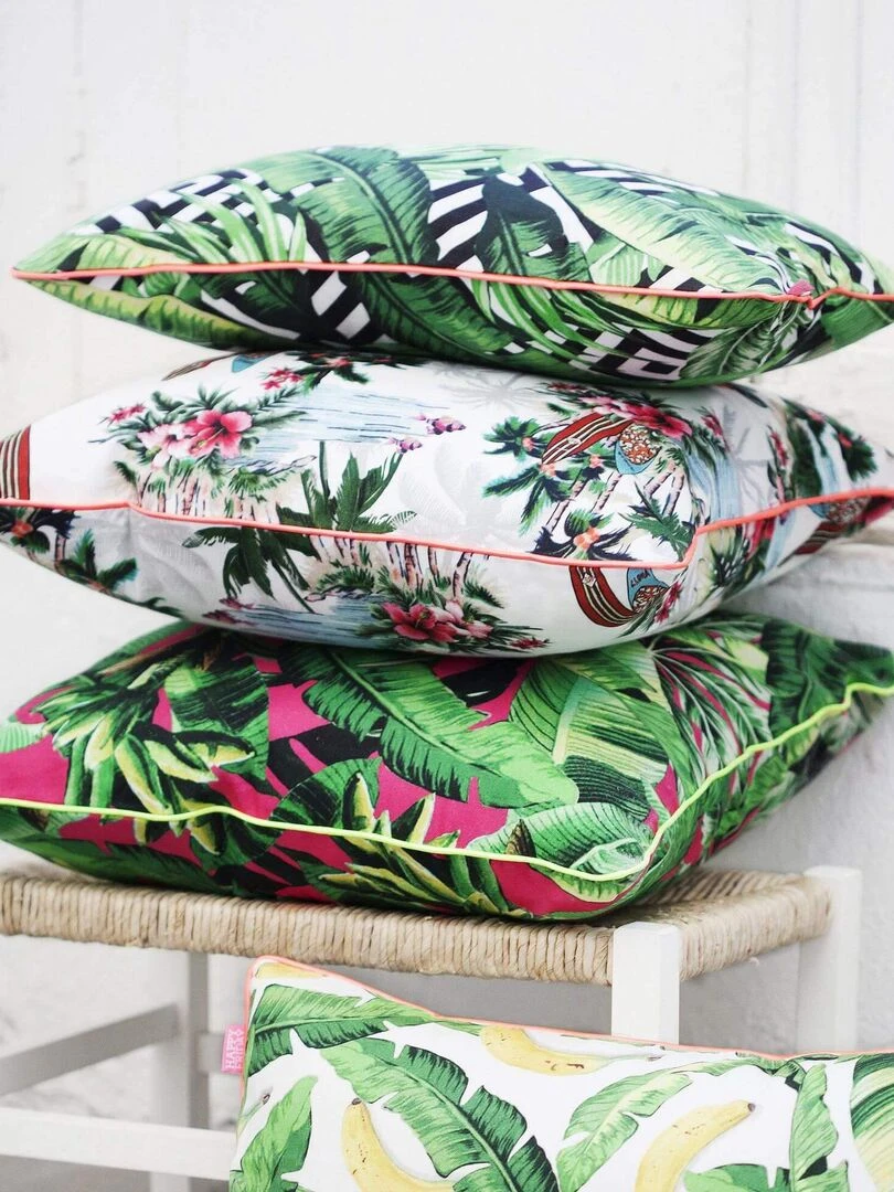 Housse de coussin décoratif Surf "Happyfriday"   Blanc