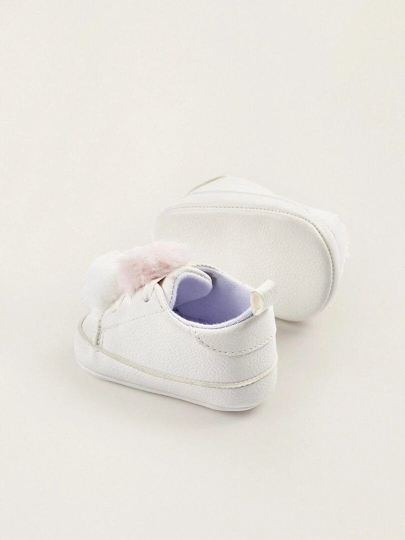 Baskets avec Pompons pour Nouveau Né  NATURE TAKEOVER   Blanc