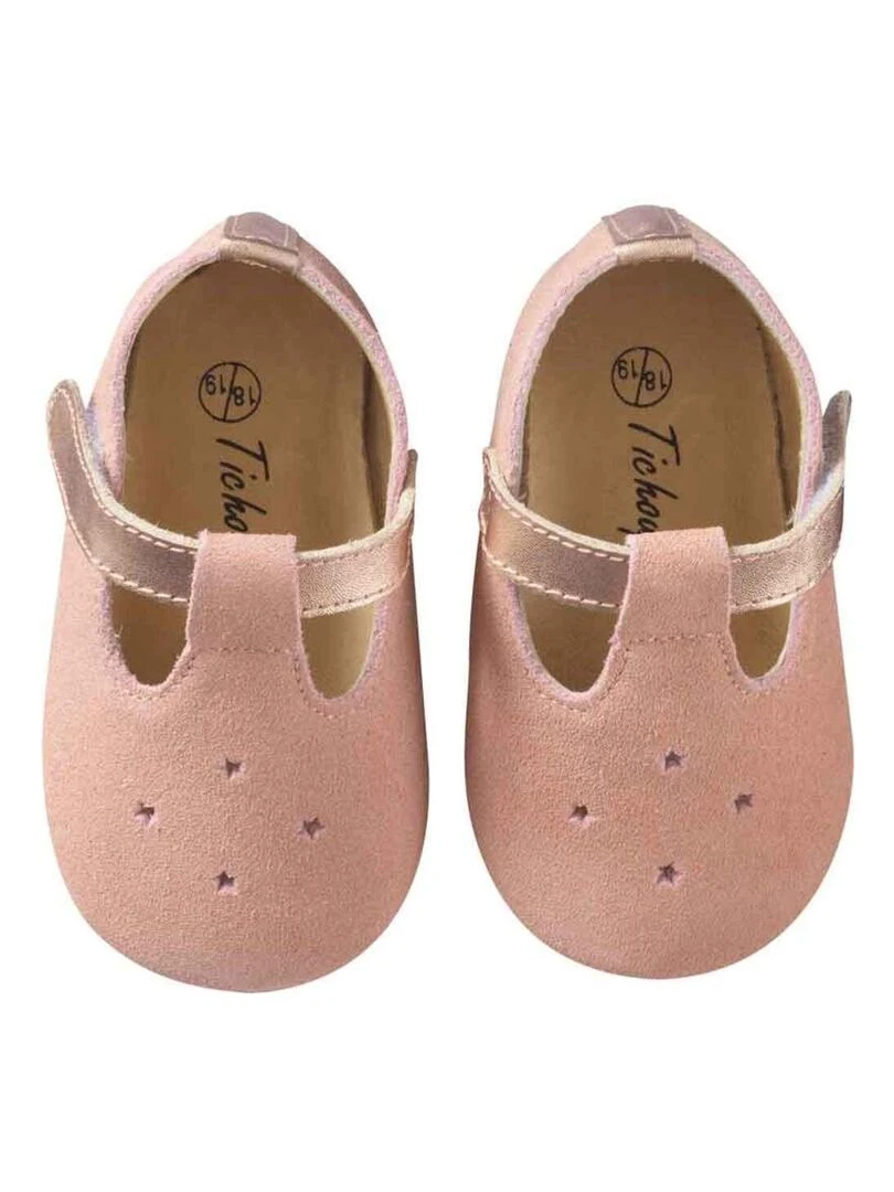 Chaussures bébé cuir souple Star   Rose