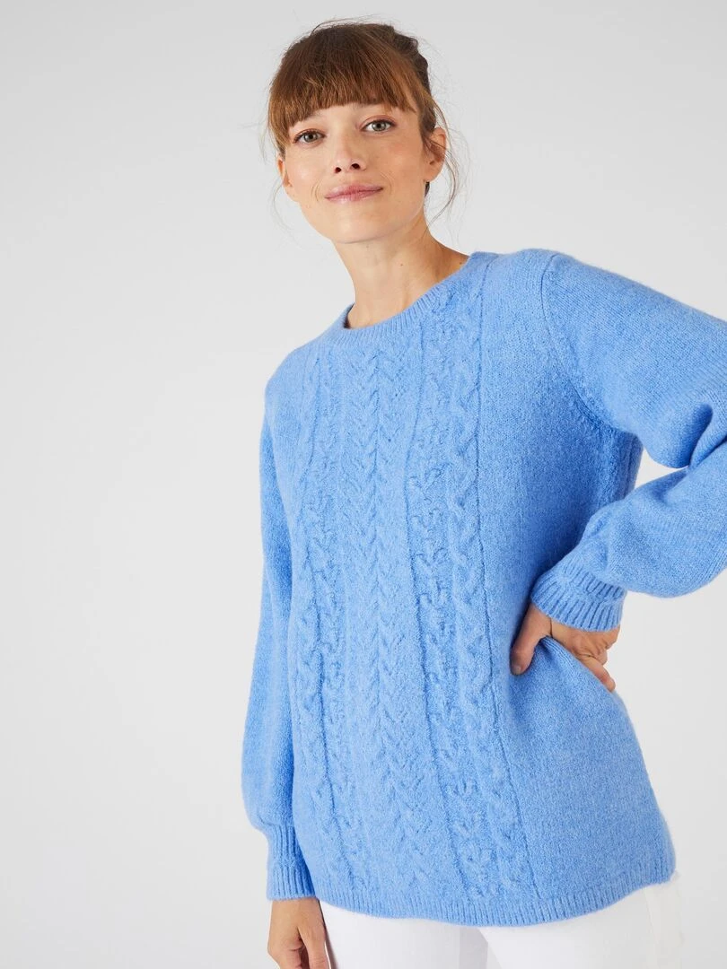 Pull jeu de maille fantaisie Thermolactyl Damart Bleu
