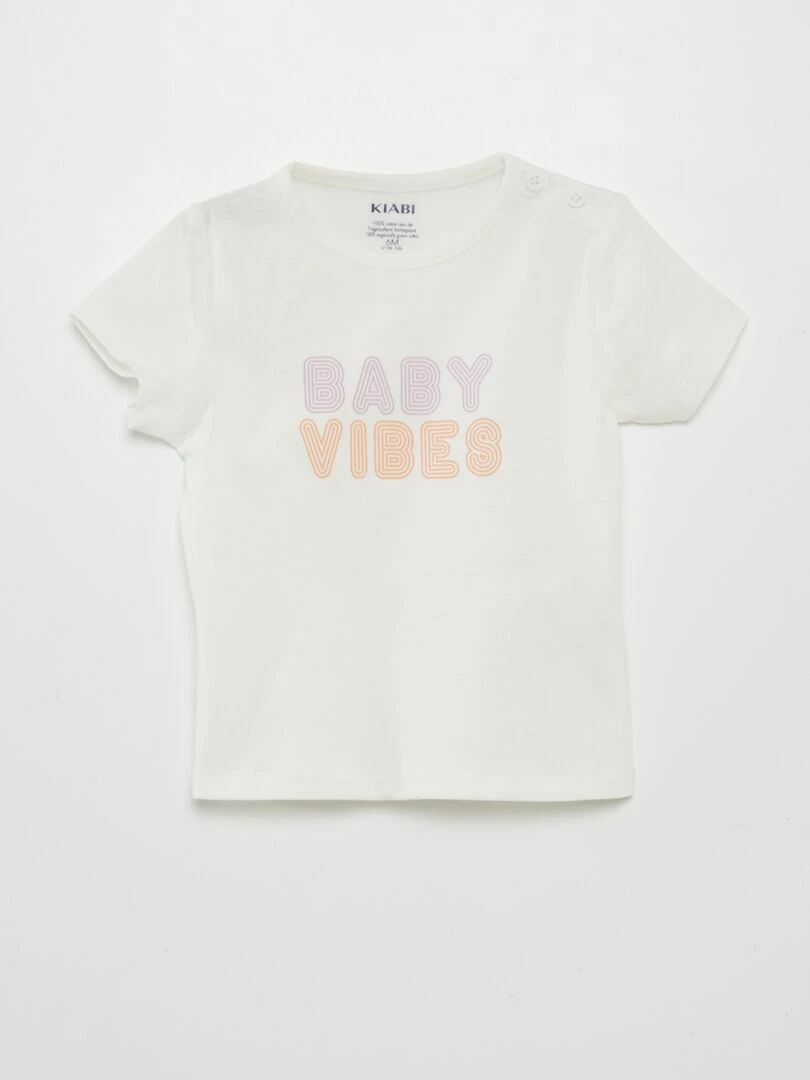 T shirt en coton imprimé Blanc
