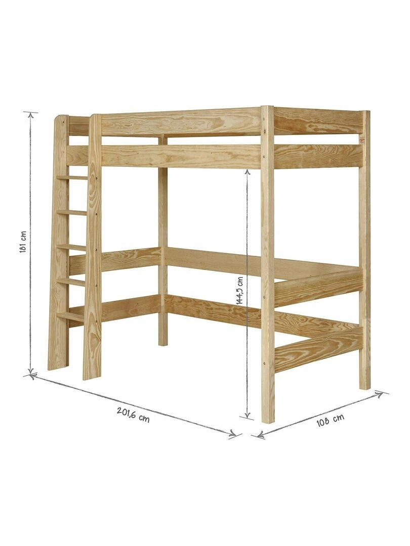 Pack lit mezzanine avec matelas Clea   AKITEN RETAIL   Marron