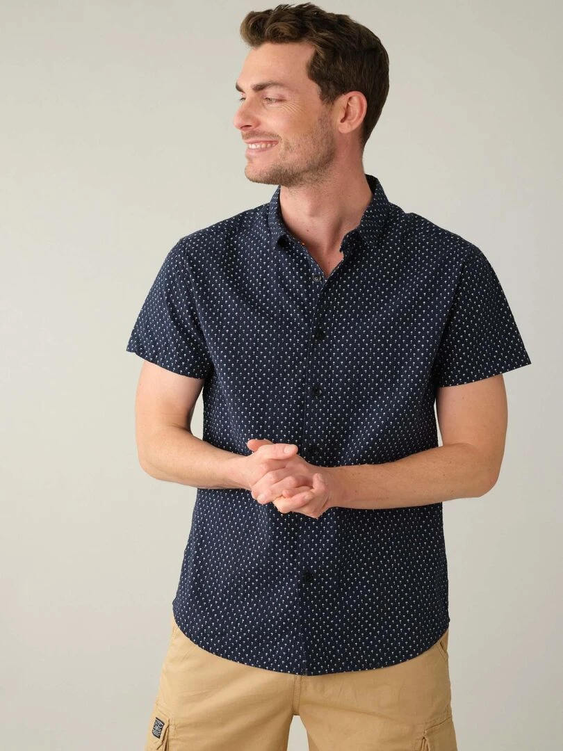 Chemise homme à motifs palmiers 'Deeluxe' Bleu marine