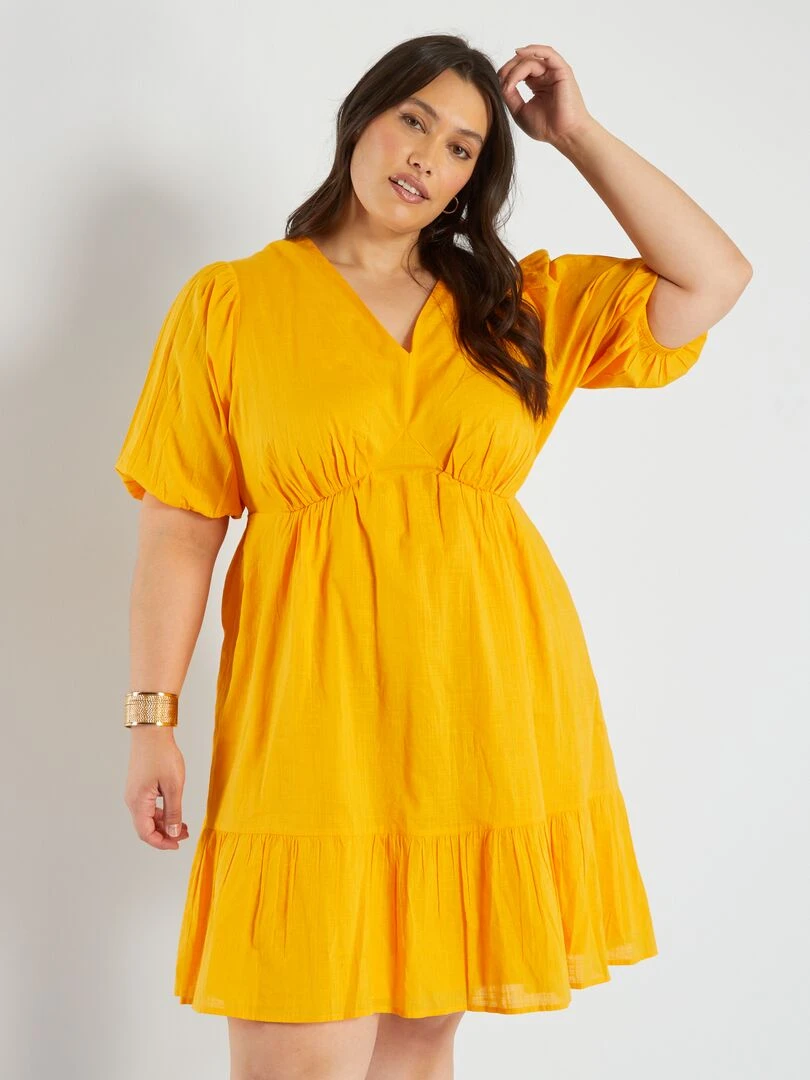 Robe avec volants à la base Jaune