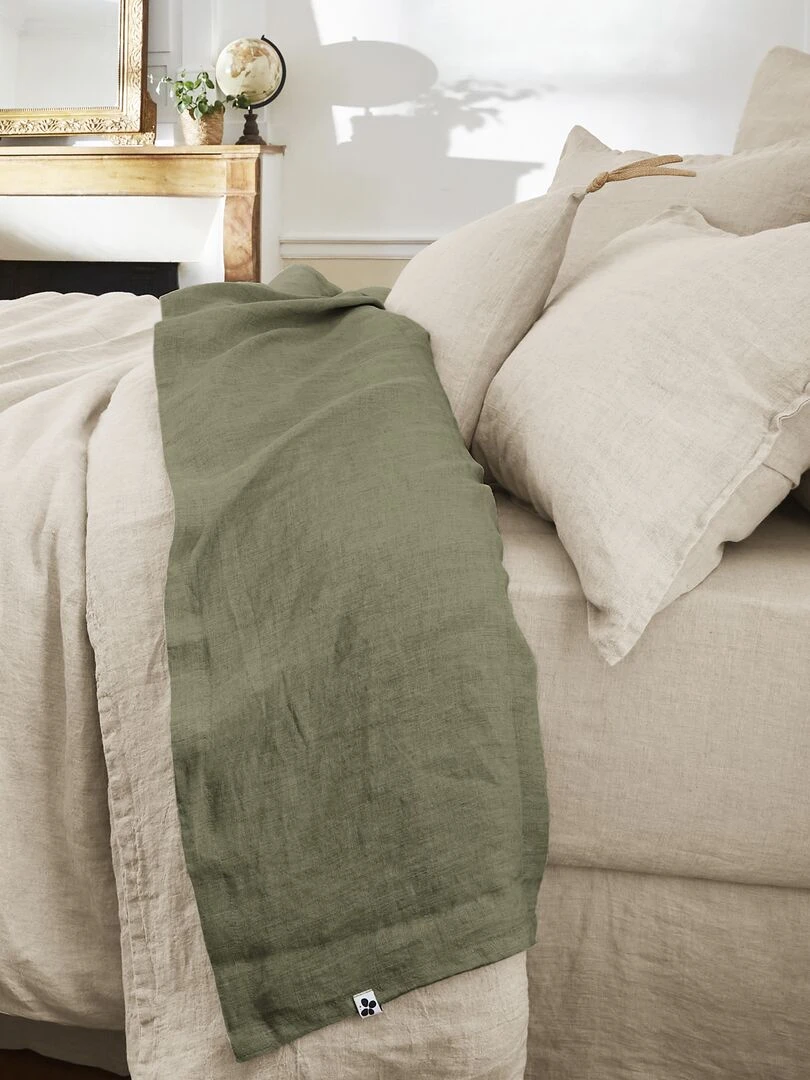 Drap plat lin lavé collection Soline Kaki