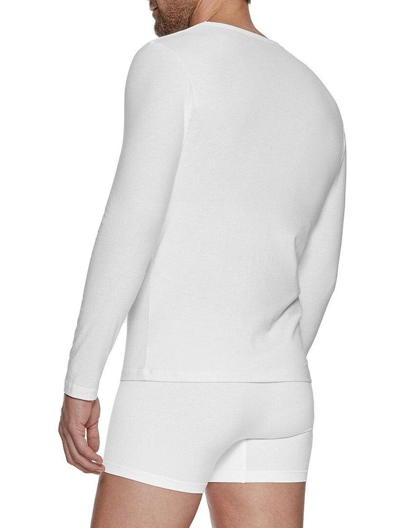 Tricot de peau col V manches longues régulateur   Blanc