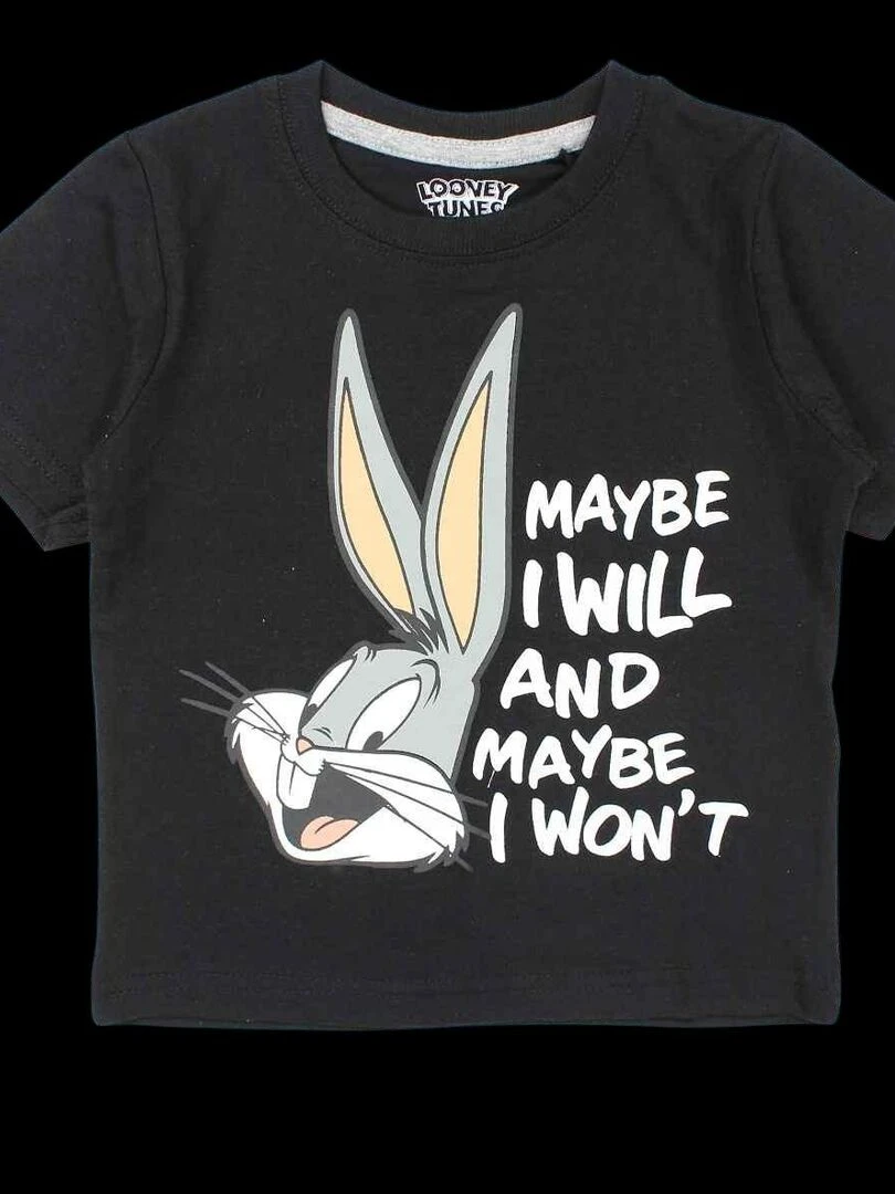 Looney Tunes Ensemble T shirt short garçon Imprimé Bugs Bunny Noir