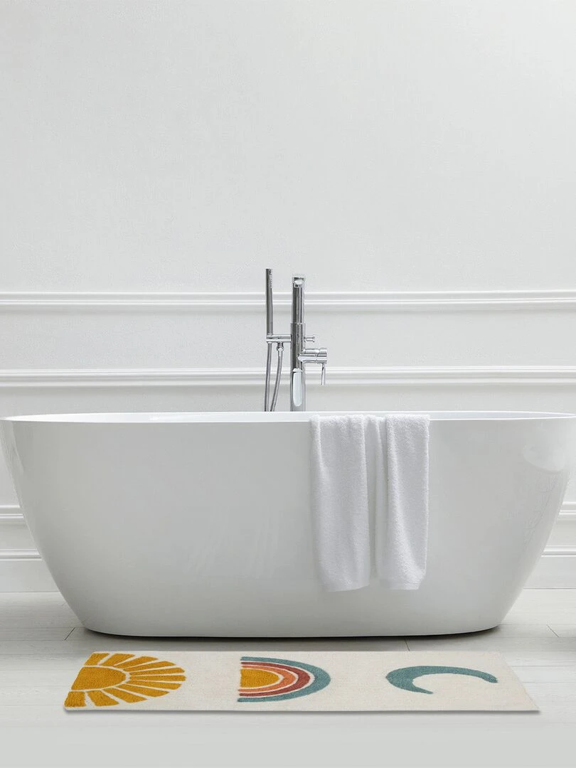 Guy Levasseur Tapis de bain enfant en coton fantaisie écru Blanc