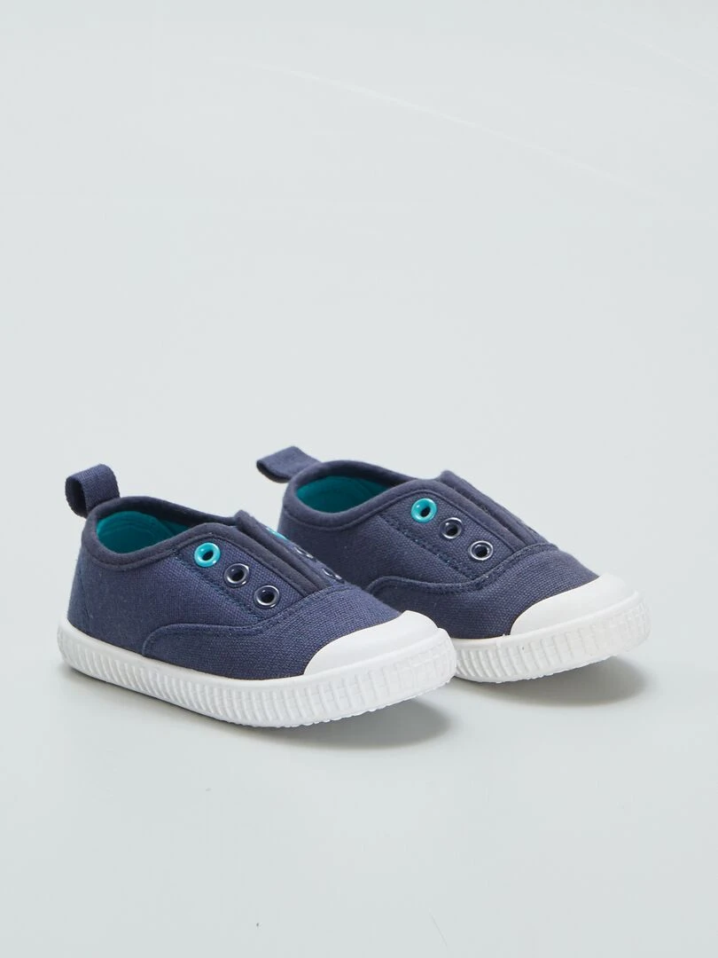 Baskets basses en toile sans lacets Bleu