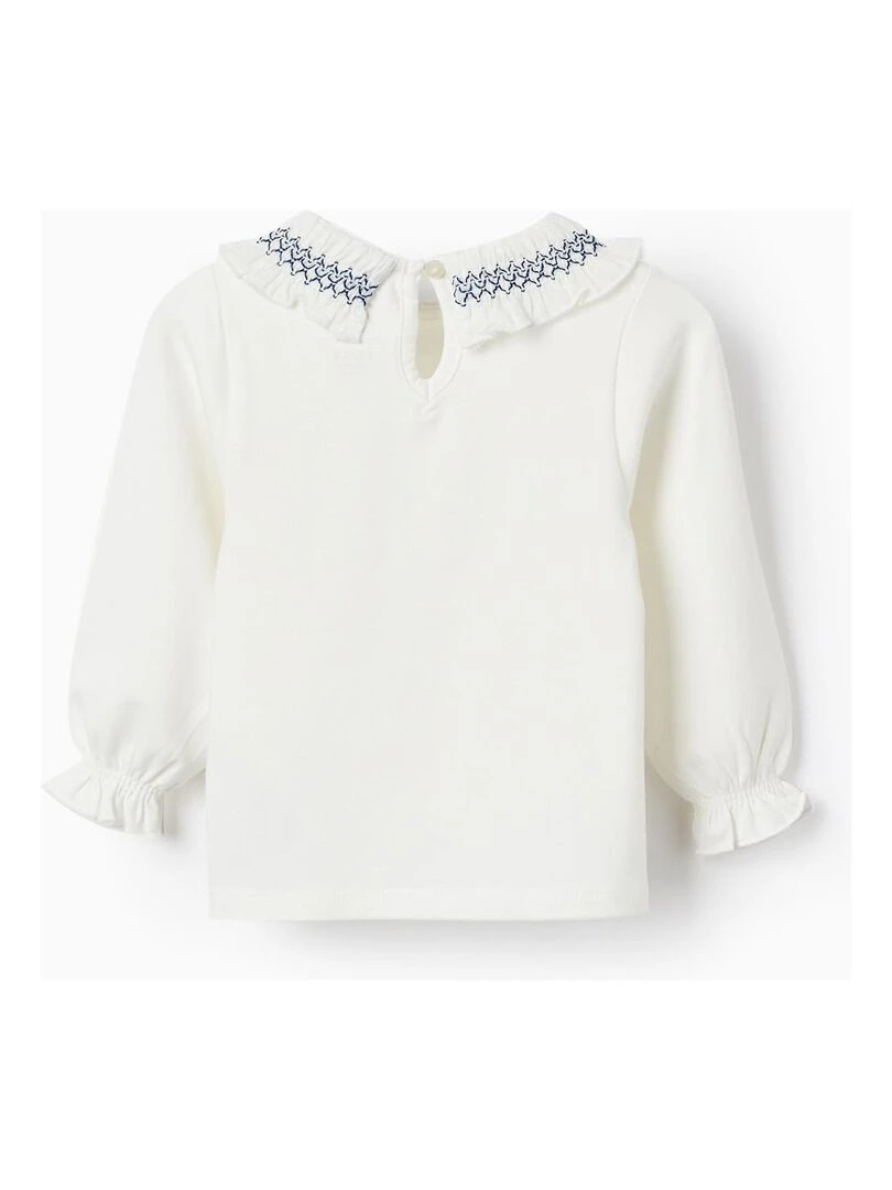 T shirt à manches longues avec volants pour bébé fille manches longues ATLANTIC COMPANY Beige clair