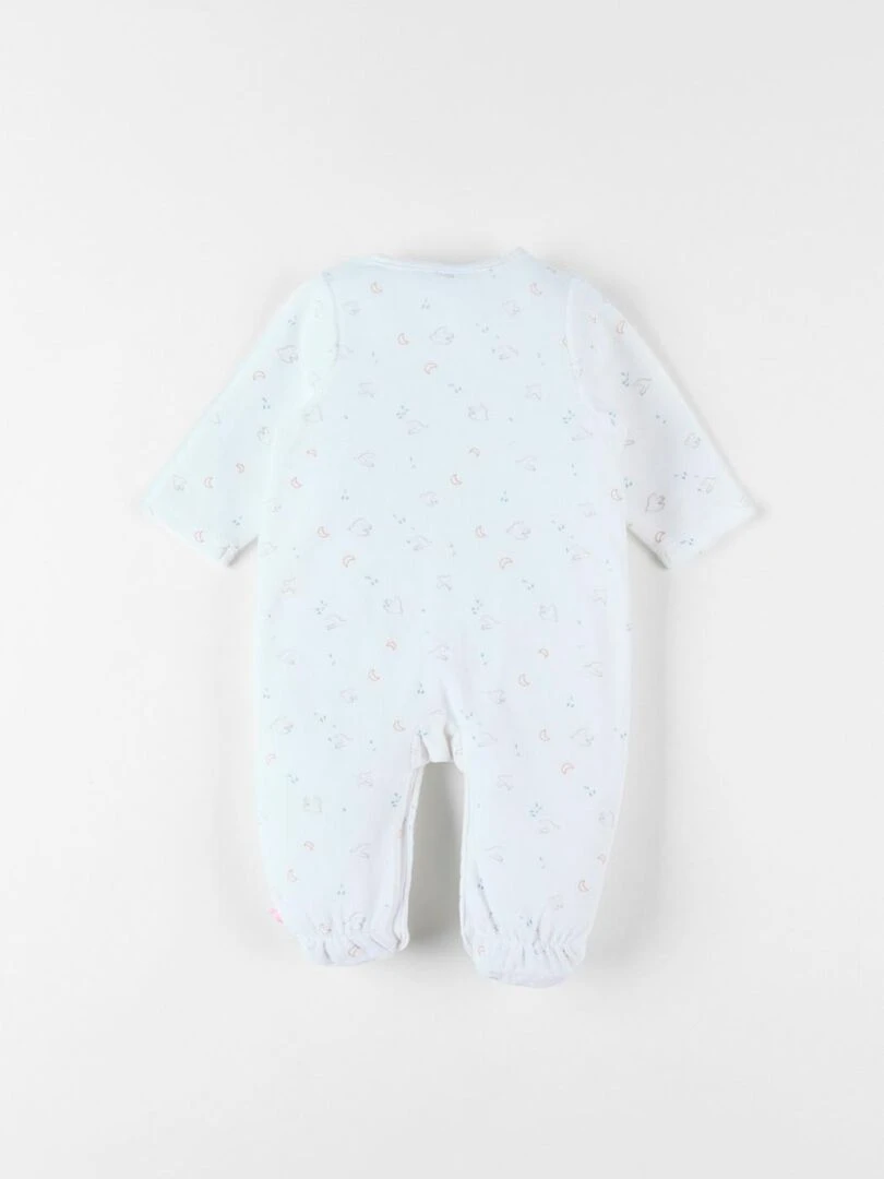 Pyjama 1 pièce à imprimé oiseaux en velours Noukie's Blanc