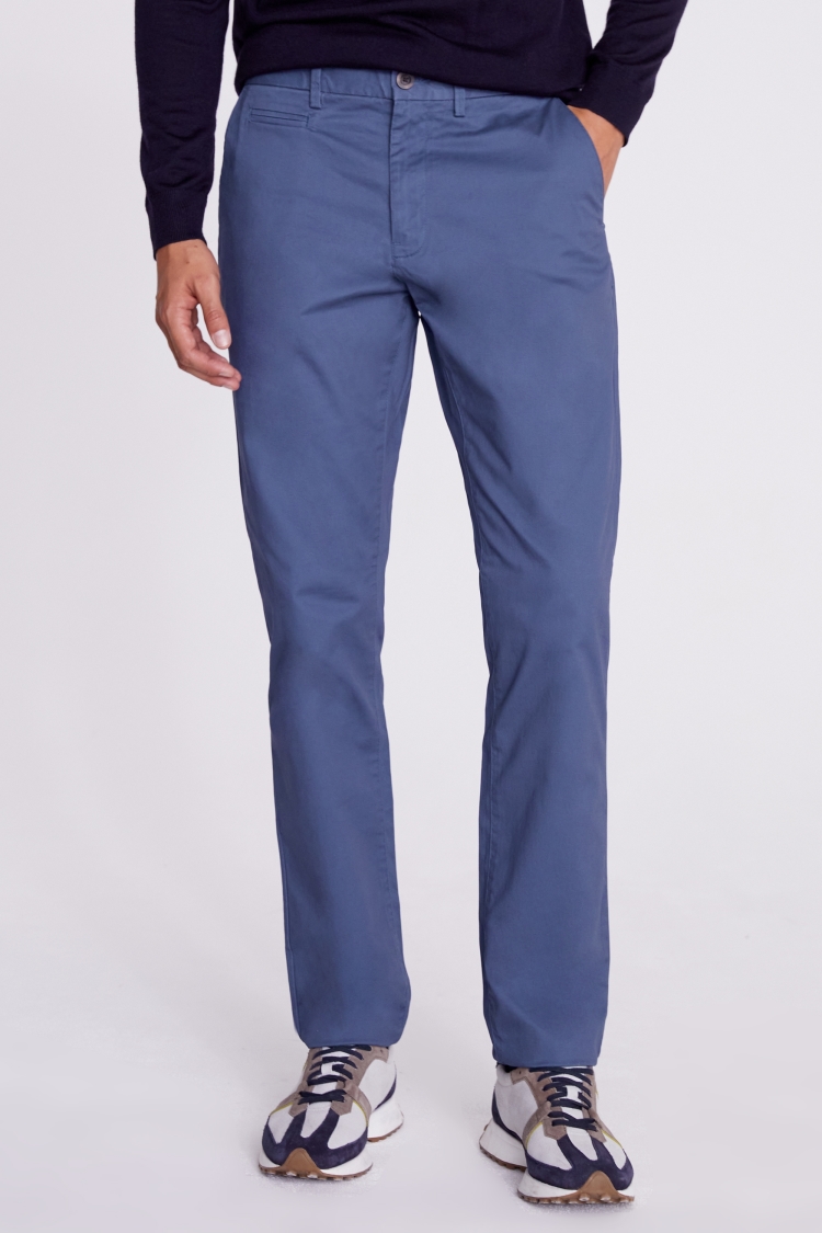 Tailored Fit Blue Stretch Chinos Buy Online at Moss