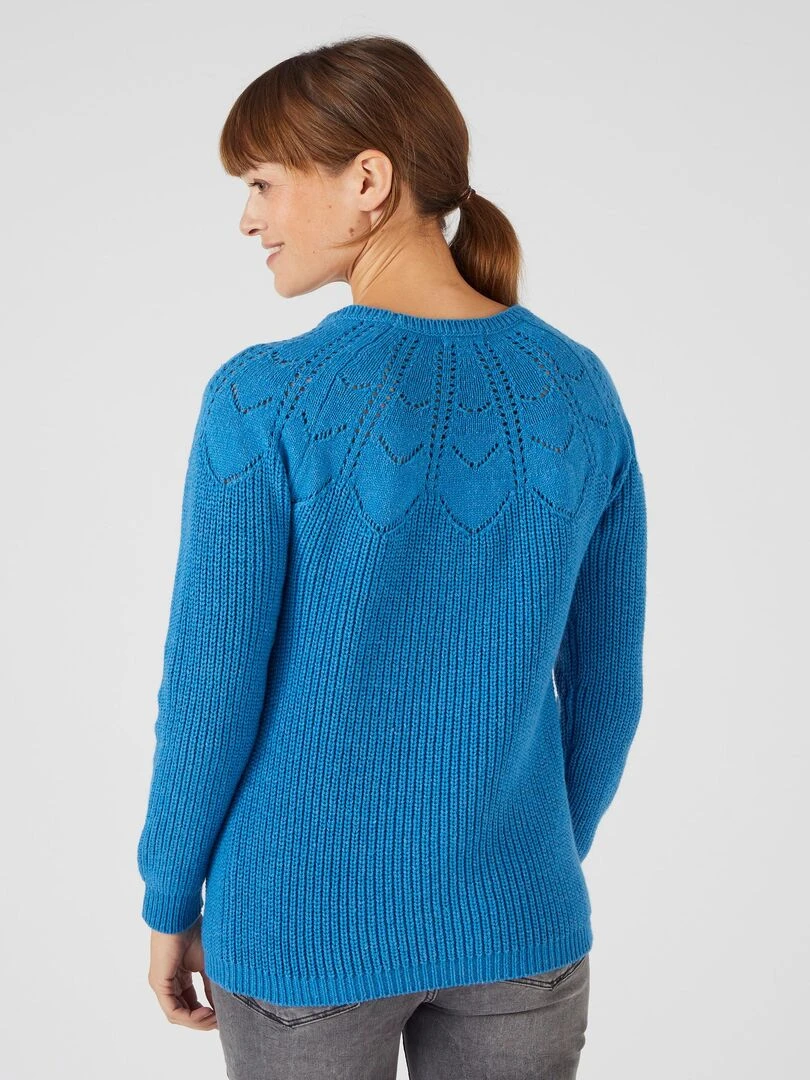 Pull détails ajourés   Damart   Bleu