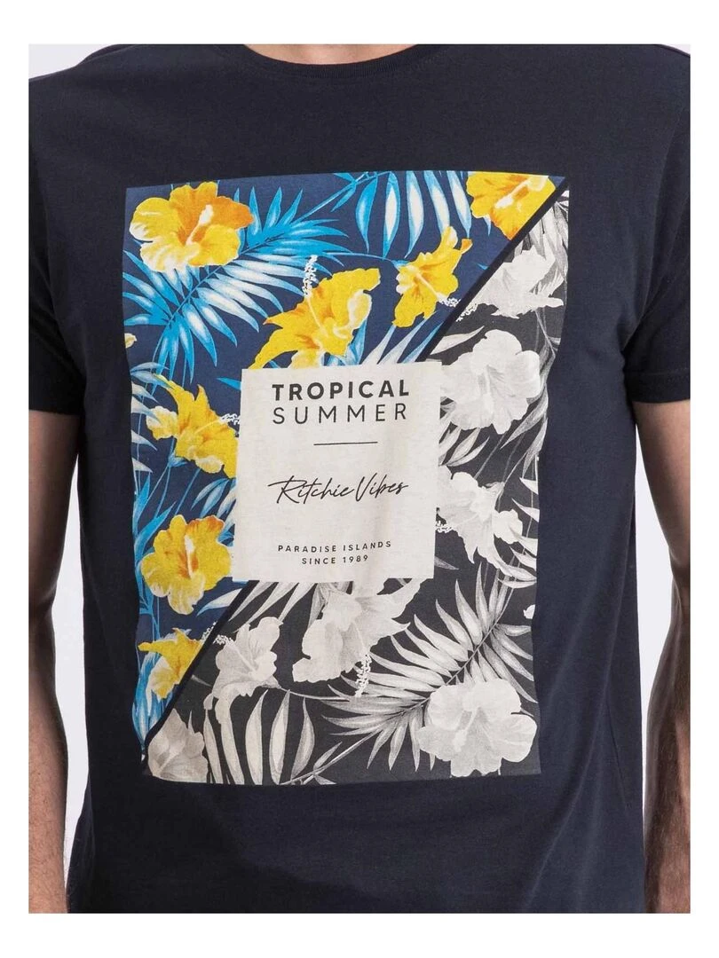 T shirt col rond NIRAYMAN   Bleu marine