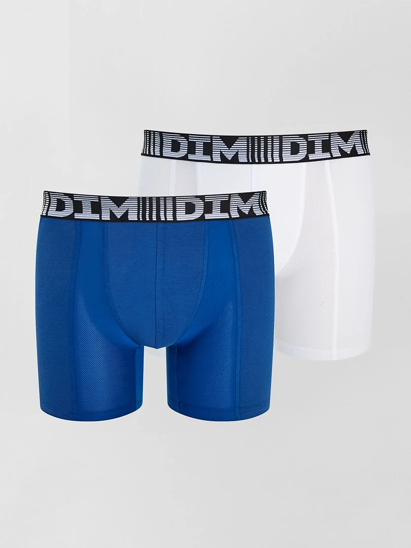 Lot de 2 boxers longs 3D Flex air 'DIM' blanc/bleu