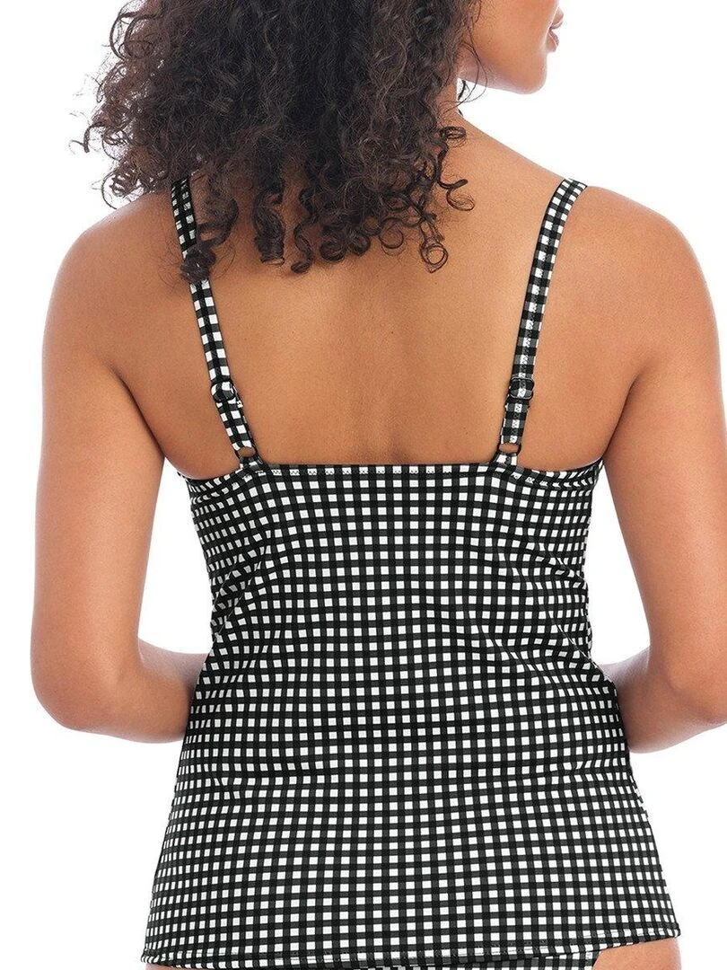 Haut de maillot tankini vichy à armatures Check in Noir