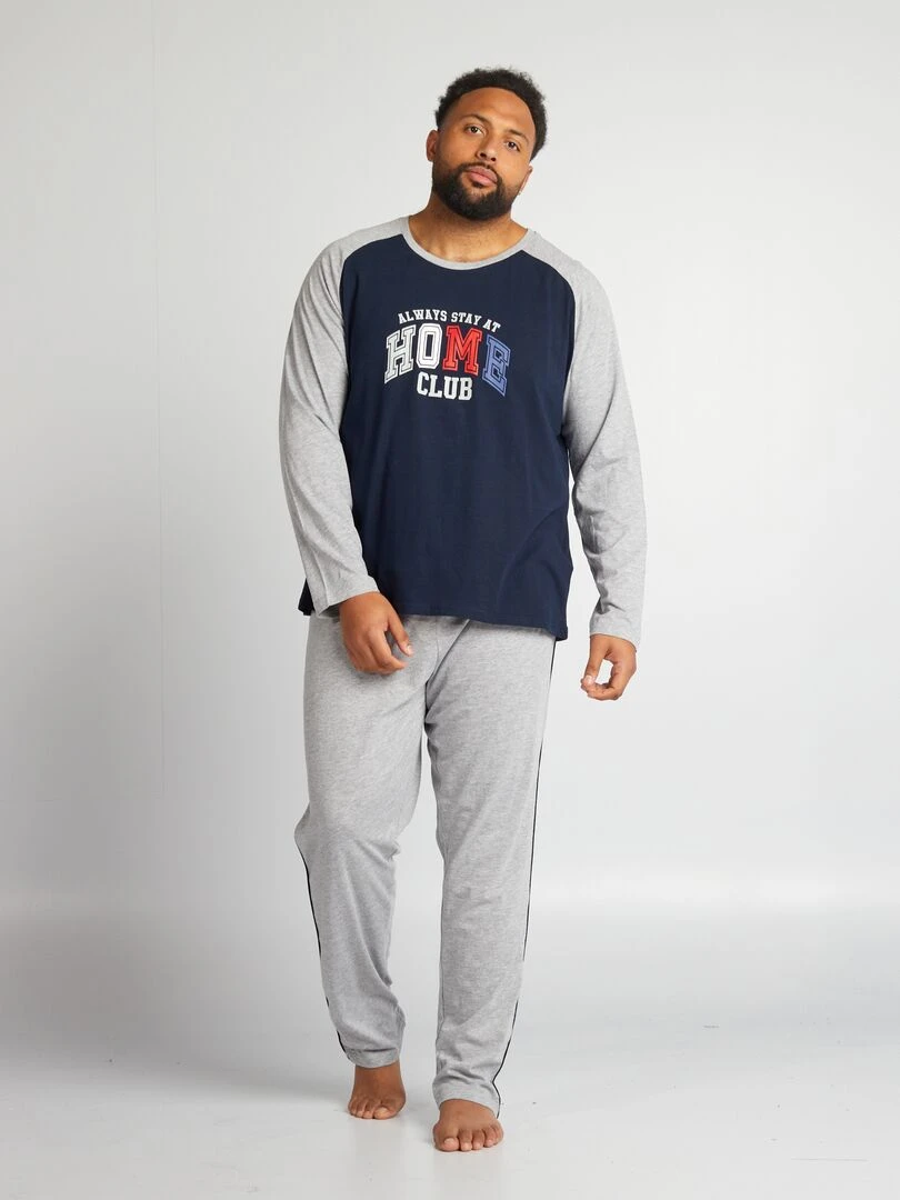 Pyjama court en jersey Tee shirt + pantalon 2 pièces Gris