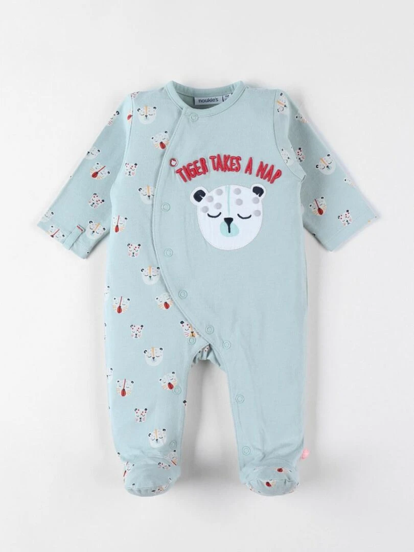 Pyjama 1 pièce imprimé tigres en jersey    Noukie's   Bleu