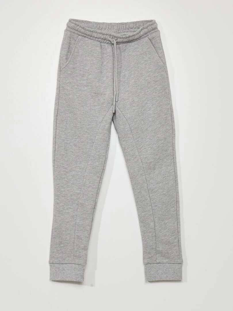 Pantalon jogging en french terry avec coutures Gris chiné