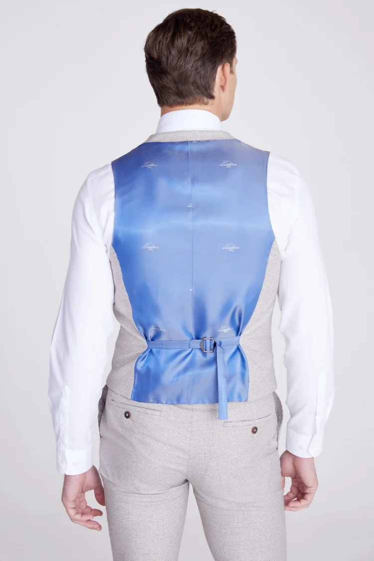 Italian Slim Fit Taupe Puppytooth Waistcoat Buy Online at Moss