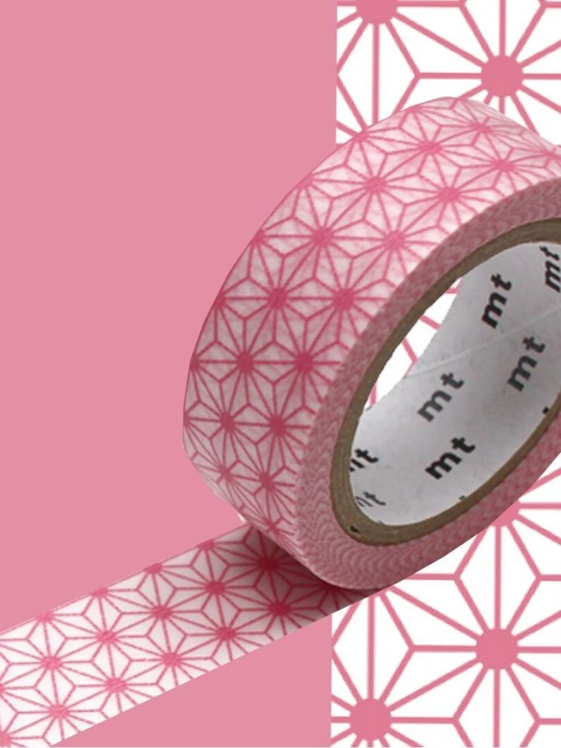 Masking tape étoiles Asanoha   Rose pastel   1 5 cm x 7 m   N/A