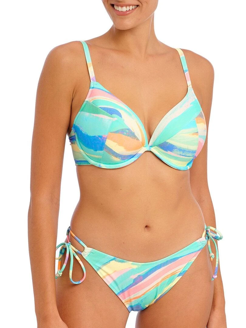 Haut de maillot pastel à armatures et lien amovible Summer Reef   Bleu