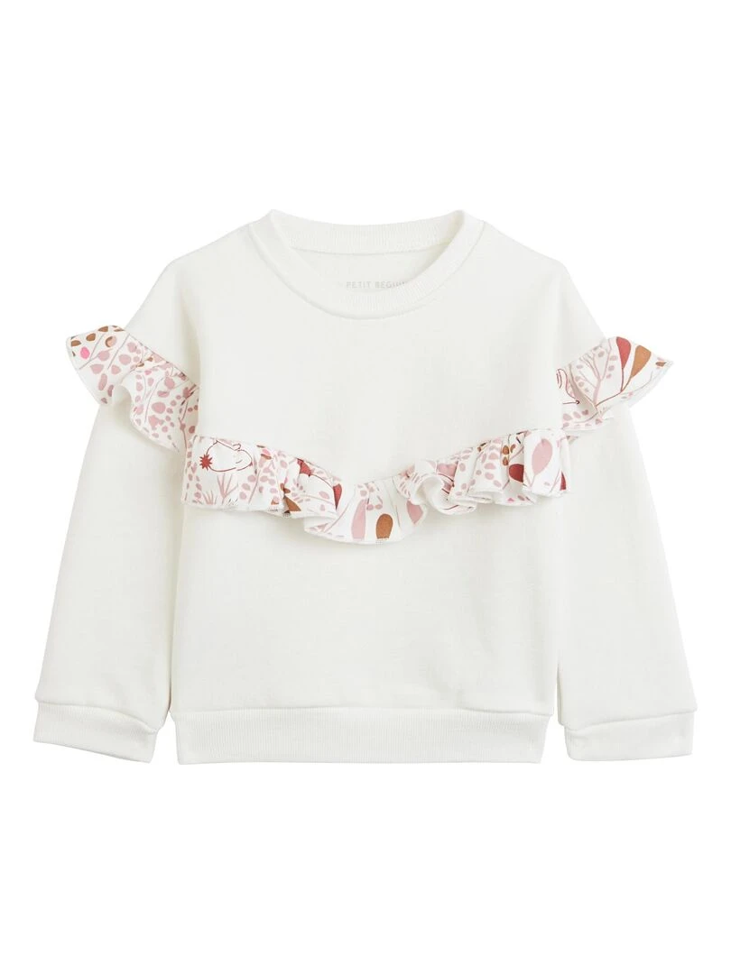 Sweat shirt en molleton fille Oumka Ecru