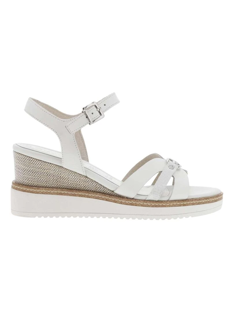 TAMARIS Nu pieds cuir talon compensé haut Blanc