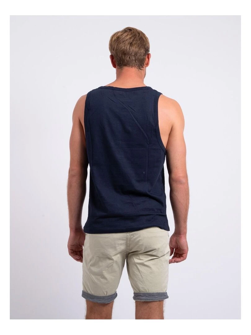 Débardeur col rond pur coton NIPAVEL   Bleu marine