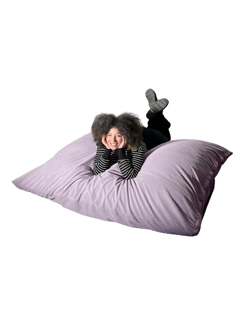 Pouf en Velours Côtelé Chic Doux et Déhoussable Bananair Rose