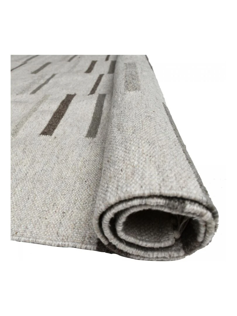 Tapis kilim tissé main en laine FOPTAN Care&Fair   Gris