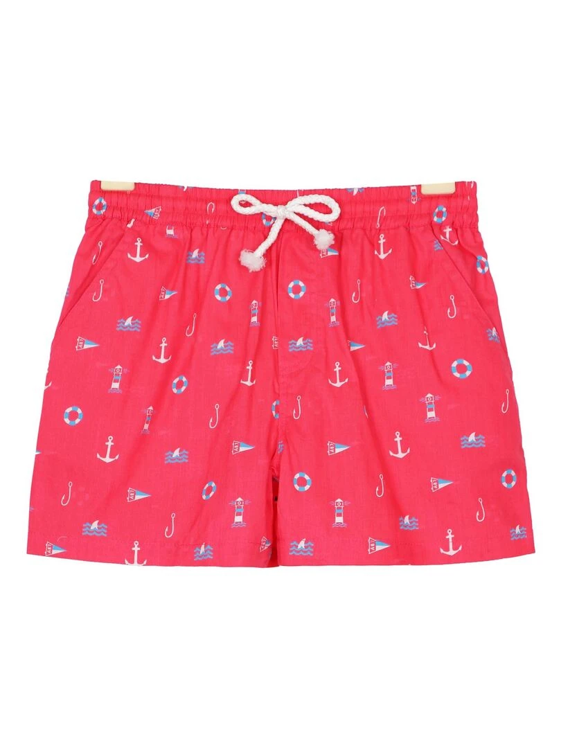 Short de Bain Garçon Rouge Imprimé Marin Bleu Ciel SWIMBOY La Faute à Voltaire Rouge