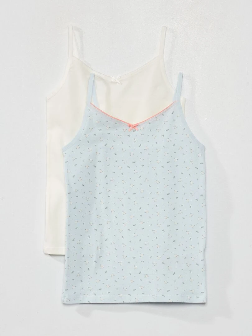 Lot de 2 débardeurs en coton stretch Bleu/blanc