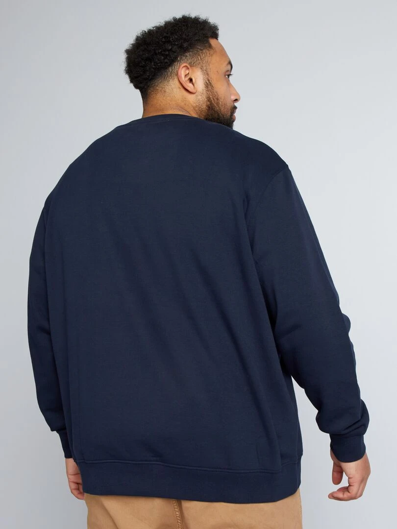 Sweat à col rond en molleton   Bleu marine