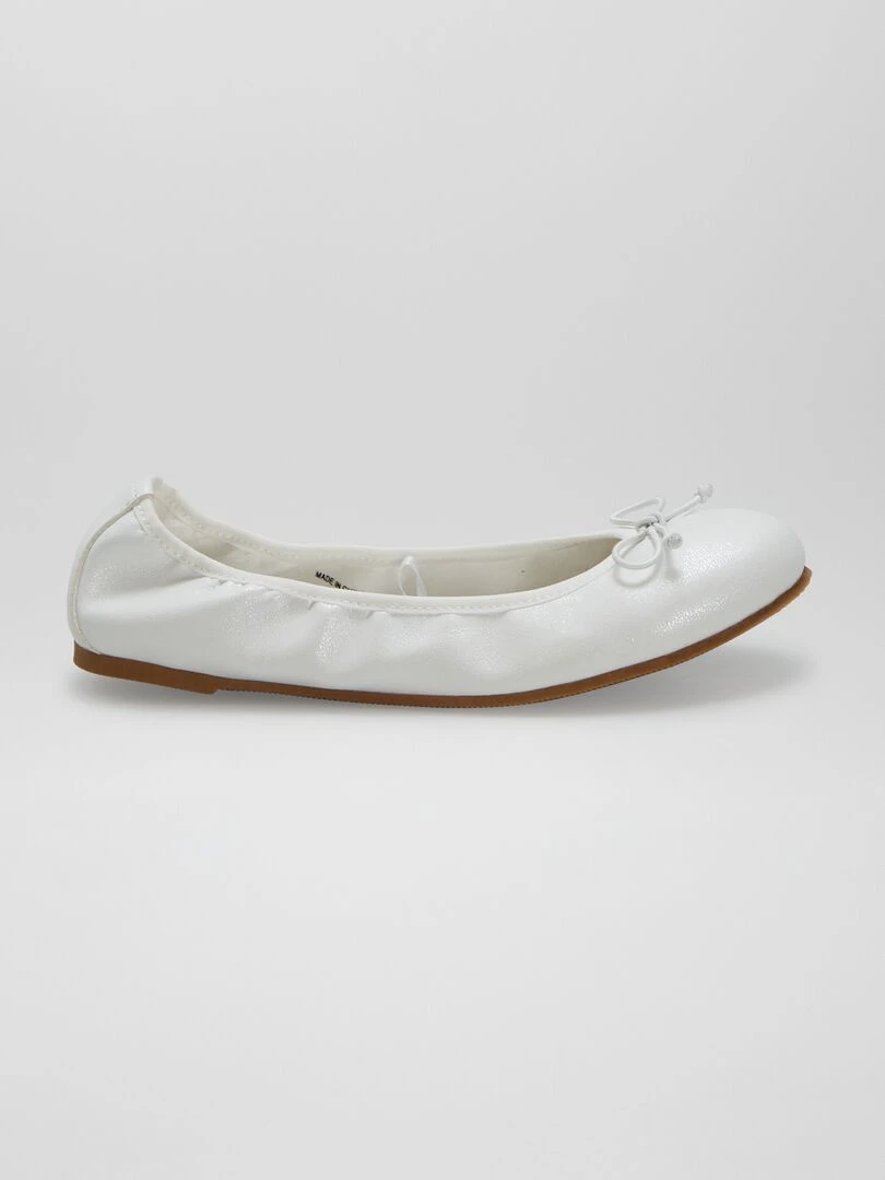 Ballerines avec nœud fantaisie   BLANC