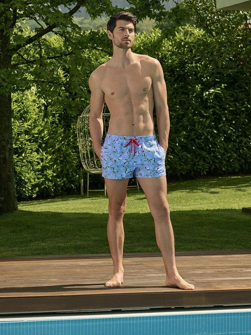 Maillot de bain short court imprimé Bandol   Bleu