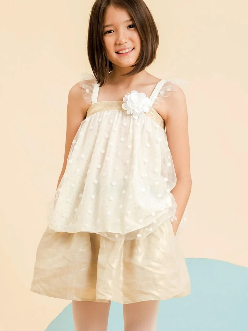Jupe de Cérémonie Fille Lin Beige Irisé Dé ANGEL La Faute à Voltaire Doré/or