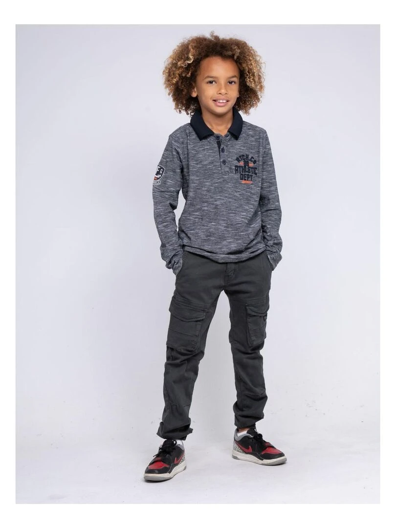 Polo manches longues PONTANA junior   Bleu marine