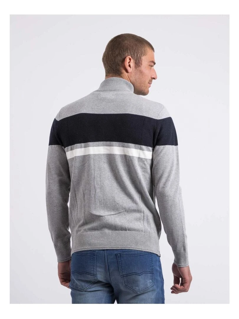 Gilet zippé col montant coton ALIGO Bleu marine