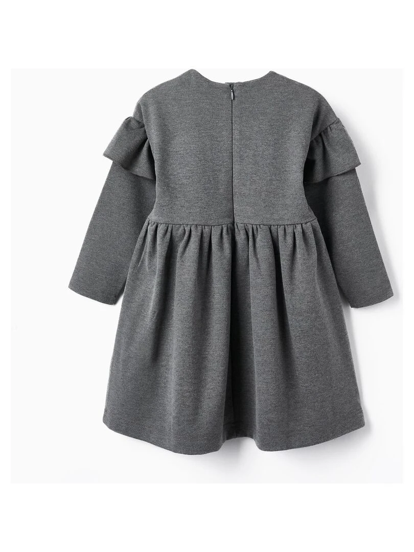 Robe en maille interlock pour fille manches longues LITERATURE CLUB Gris