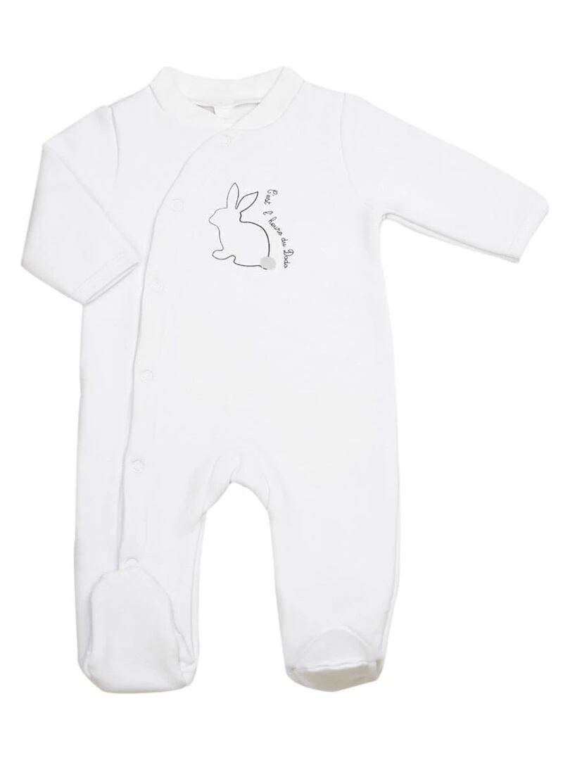 Pyjama naissance en molleton Blanc
