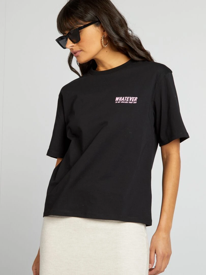 Tee shirt en jersey avec imprimé   Noir/rose