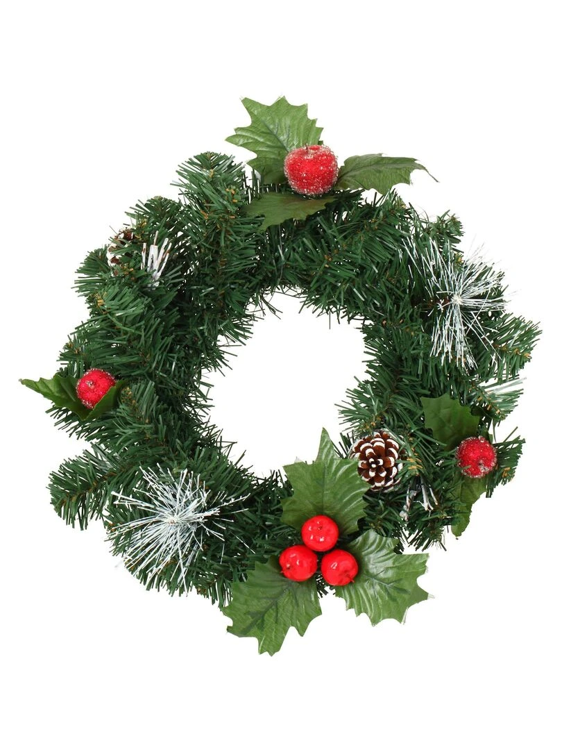 Couronne de noel Pomme rouge et pomme de pin Vert